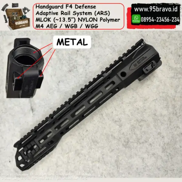 Handguard F4 Defense Adaptive Rail System ARS ~13.5" Nylon M4 AEG WGB