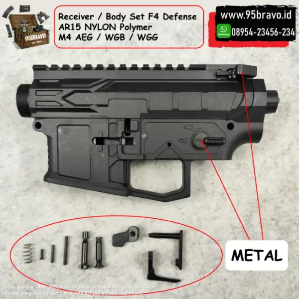 Receiver Body Set F4 Defense AR15 Nylon M4 AEG WGB WGG